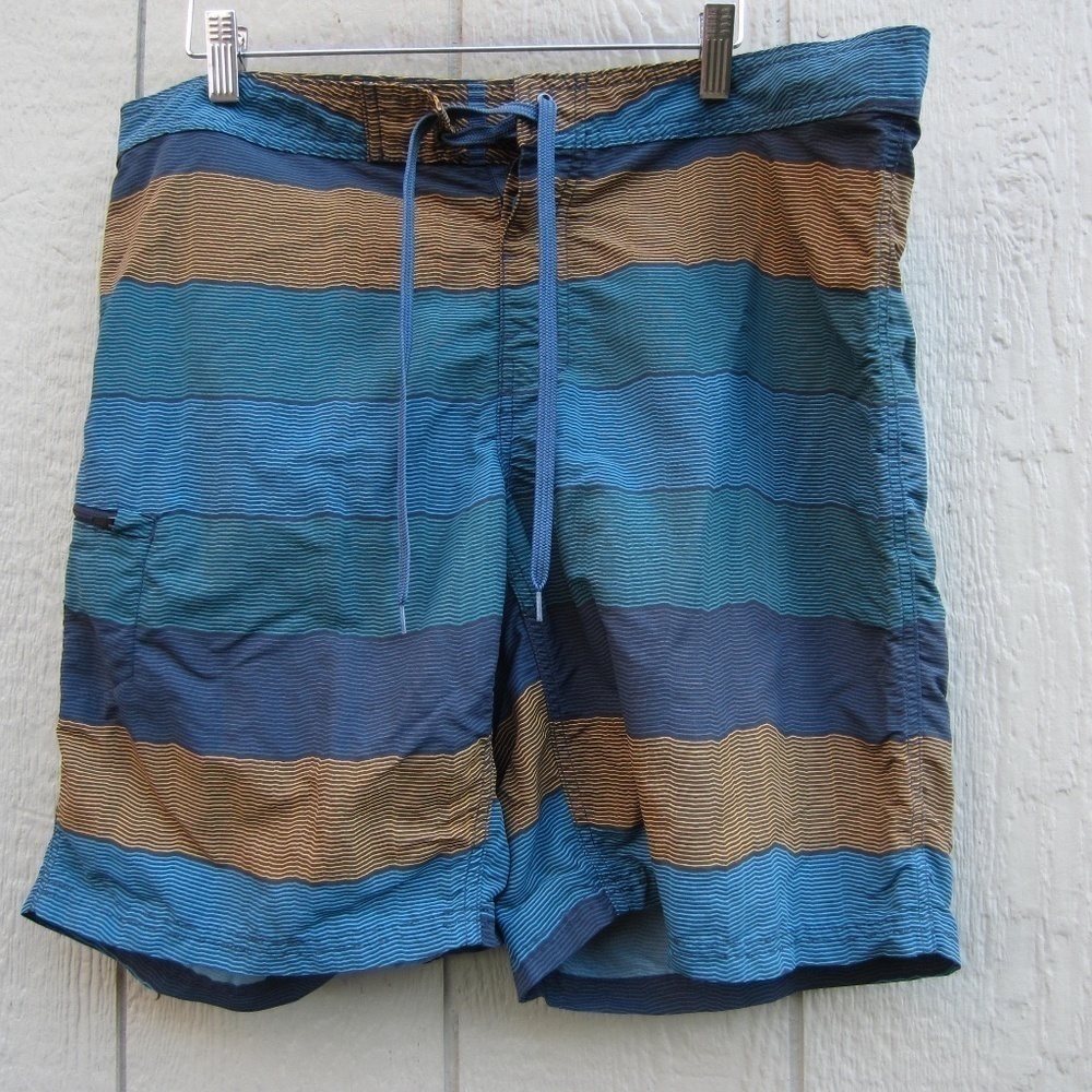 Toad& Co Men's 36 Swim Trucks short  Stripe,‎ drawstring, button zip pockets